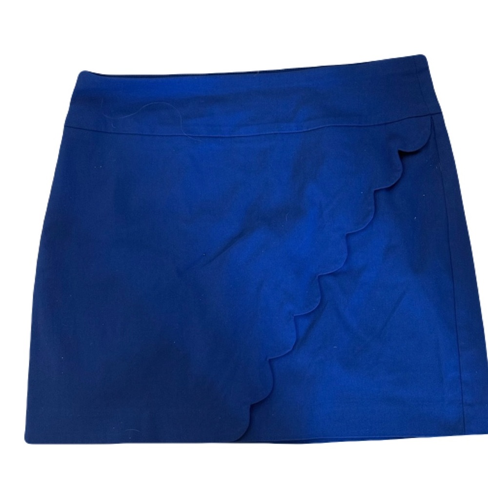 Elegant Royal Blue Scalloped Mini Skirt